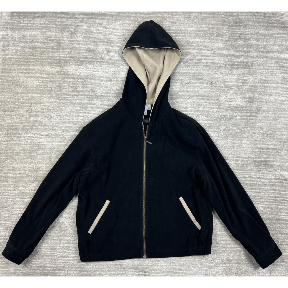 Teddi Petite Hoodie Womens PM Black Full Zip Tan Contrast Hood Jacket 53003